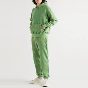 Sweatshirts à capuche brodés en jersey de coton délavé à l'acide pour hommes pour la saison d'hiver Technique de teinture unie - Product Image 3