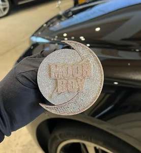 Pendentif personnalisé Hiphop Moon Boy avec n'importe quelle lettre CZMoissanite Rond Diamant 3D ice Out /Dream Pendentif en argent sterling 925 - Product Image 2