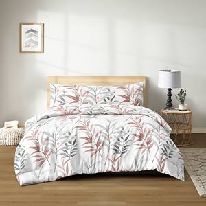 Ensemble de housse de couette moderne à fleurs en coton 100% 3 pièces avec housse de couette, drap-housse et taie d'oreiller - Product Image 1