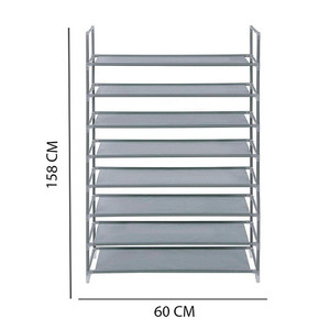 Meuble à chaussures Myrva grand gris, 5 niveaux, en acier inoxydable, sur pied, pour rangement de placard, design minimaliste, capacité 20-35 paires - Product Image 6