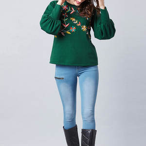 Sudadera de mujer con logotipo personalizado impreso Pakistán bordado nueva tela de lana hecha diseño elegante sudadera de mujer - Product Image 2