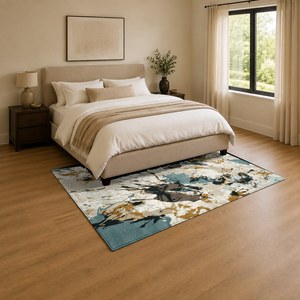 Tapis de salon en chenille antidérapant, imprimé numérique effet marbre multicolore neutre, lavable en machine, vente en gros RUGS DEPOT LXDP-0010 - Product Image 3