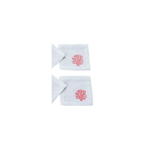 Tovaglioli da Cocktail con motivo corallo 4 pezzi con ricamo a mano - Product Image 2