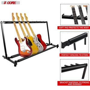 Soporte de suelo para 5 guitarras con 9 ranuras ajustables para guitarras Flying V - Product Image 3