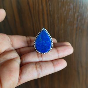 Anillo de Plata 925 y Latón Estilo Bohemio al por Mayor con Piedra Preciosa de Lapislázuli para Bodas, Compromisos y Fiestas - Product Image 3