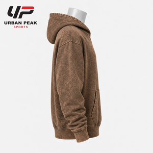 Sudadera con capucha para hombre con lavado ácido, gráficos minimalistas en el pecho y variaciones de lavado individuales para colecciones de ropa distintivas - Product Image 2