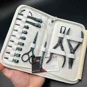 Ensemble d'outils d'extension de cheveux en acier inoxydable personnalisés, y compris pinces à micro-maillons, pinces, boucles de ciseaux pour usage commercial humain - Product Image 3