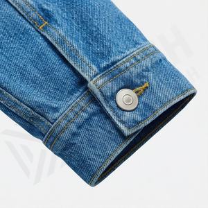 Cool Women Denim Jacket Plain Dyed Raw <b>Distressed</b> Hem Cropped Fit Button Front Trendy Modern Streetwear Style Daily Casual - Product Image 6