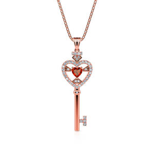 Collier pendentif Jeulia Brilliant Faith Heart Key en argent sterling avec perle d'eau douce et zircon - Product Image 1