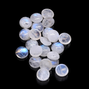 Natural Rainbow Moonstone Crystal Smooth Round Blue Cabochon Loose Gemstone Cabins - Product Image 2