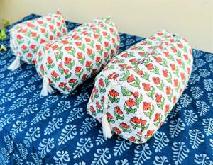 Handmade Block Printed for Toiletry Pouches for Women 3-Piece Eco-Friendly Vintage Makeup Accessory Cosmetic Organizer <b>Zipper</b> - Product Image 1