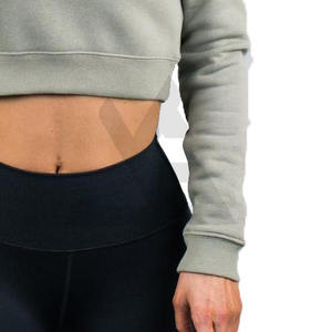 Hauts à capuche courts confortables pour femmes en gros, manches longues, en polaire anti-boulochage, polyester/coton, OEM devant - Product Image 5