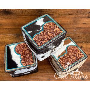 กล่องเครื่องประดับหนังสำหรับเดินทางทำมืออเนกประสงค์มาใหม่กล่องเครื่องประดับทรงสี่เหลี่ยมทำจากหนังวัวสำหรับใส่สร้อยคอเป็นของขวัญต่างหูแหวน - Product Image 1