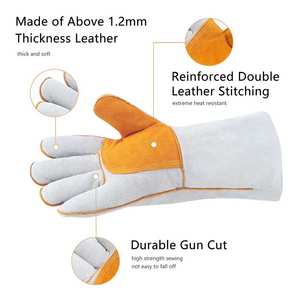 Guantes de trabajo de soldadura resistentes al calor de alta resistencia Guantes de trabajo de soldadura de protección de cuero Premium - Product Image 3