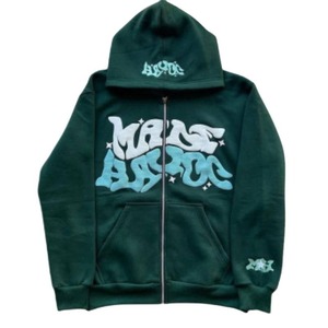 Trending Fashion Men's Full Zip Puff Diseño impreso Streetwear Style Hoodie mens cropped zip up HOODIE - Product Image 1