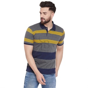 เสื้อยืดโปโลลายทางแขนสั้นคอเสื้อมาตรฐานมีลายที่มีขนาดและดีไซน์ระบายอากาศได้ดี - Product Image 1