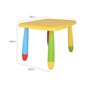 Juego de Mesa y Sillas Rectangulares Amarillas para Niños 73x58x48 cm y 38x35x cm, Muebles Infantiles de Plástico Resistente y Duradero - Product Image 4