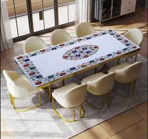 Mesa superior de mármol duradera con base de acero para comedor al aire libre, cocina, baño, hotel, muebles de exterior versátiles - Product Image 6