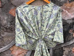 Jaipuri imprimé caftan robe à la main en coton haut fleur bloc imprimé naturel longue plage couverture Maxi parole longueur vêtements de nuit - Product Image 4