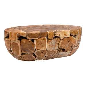 Mesa de Centro Artesanal Resistente Hecha a Mano con Madera de Teca Sólida, Acabado Natural de Alta Calidad, Diseño Rústico Moderno, Muebles para Sala de Estar - Product Image 3