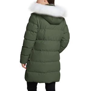 Veste parka matelassée pour femme, capuche en fausse fourrure, 2 poches avant, entièrement en nylon, respirante, séchage rapide, écologique, saison hivernale - Product Image 4