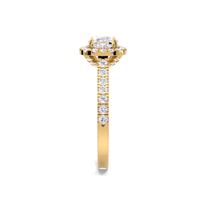 Anillo de compromiso de diamante de 1.52 quilates con corte cojín y doble halo, en oro de 18 quilates (amarillo, blanco, rosa) con pavé y diseño de catedral. - Product Image 3