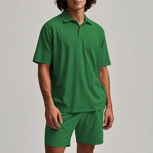 Conjunto de Camisa Polo y Pantalones Cortos de Punto Waffle para Hombre, Traje de 2 Piezas, Chándal Informal con Bolsillos, Transpirable, Talla Grande, Verano - Product Image 2