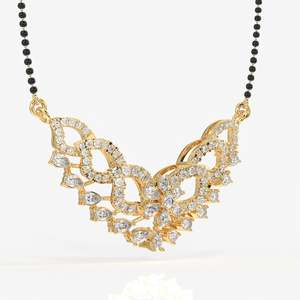 Mangalsutra pour femme en or 18 carats avec diamants Moissanite ronds et en forme de poire – Bijou élégant en or 18 carats - Product Image 2