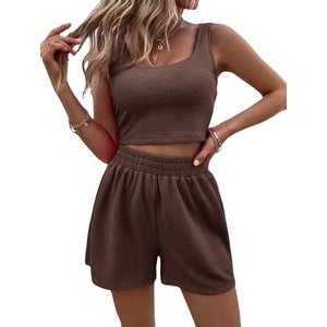 Ensemble Leggings courts + soutien-gorge de sport croisé Survêtement de gymnastique pour femmes - Product Image 6