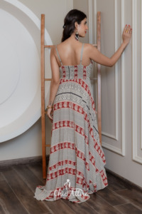 Robe Maxi Bohème d'été unique pour femme Exotic Pure Silk Halter Neck Flair Floral Assorted Geometric Print XL Sleeveless Design - Product Image 5