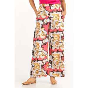 Pantalones Palazzo de Satén 100% Seda para Mujer, Transpirables, de Pierna Ancha, Casuales, con Cintura Alta, Decoración Estampada y Técnica Arrugada - Product Image 1