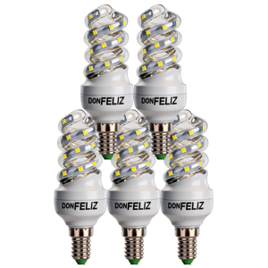 Bombilla Espiral de Cristal con Forma de Maíz, Base E14, Luz Cálida/Amarilla 3000K, 5W/7W, Uso Residencial, Control por Sensor de Luz, CRI 80 - Product Image 1