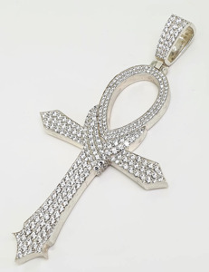<b>Cross</b> <b>Pendant</b> Luxury <b>Silver</b> Diamond Round Cut Diamond Hip Hop <b>Cross</b> <b>Pendant</b> From PRAMUKH IMPORT AND EXPORT - Product Image 1