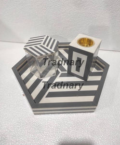 ชุดเครื่องเขียนธูปหอมสไตล์อาหรับจาก tradnary Exim Pvt ชุดเรซินสีเทารูปทรงหกเหลี่ยมดีไซน์ซับใน - Product Image 2