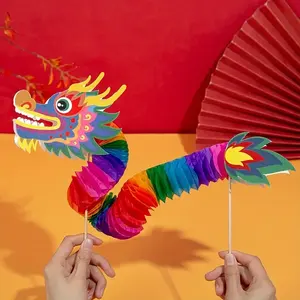 Guirlanda de dragão chinesa 3D reutilizável para Ano Novo, decoração DIY, guirlanda de papel para dragão, banner, material para festas e festivais primavera