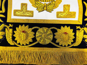 Delantal Masónico de Alta Costura, Rectangular, Ecológico, Bordado a Mano, con Material de Terciopelo de Piel de Cordero - Product Image 6