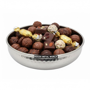 Bol à chocolat en métal argenté exclusif, design standard, pour servir des bonbons sur la table, accessoires pour chocolat à prix abordable - Product Image 1