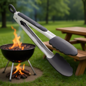 PROLINE Pinces de barbecue en acier inoxydable de 23 cm, noir et chrome, 03041, outils de barbecue - Product Image 3
