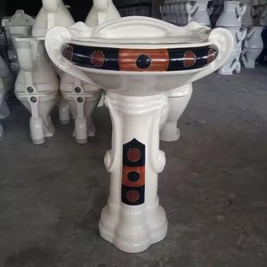 Lavabo de cerámica de ley grande Lavabo de mano de soporte libre de último diseño con fregadero de pedestal - Product Image 1