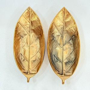 Grand bol à fruits secs en feuilles avec plaqué or, fait à la main, utilisé pour les fêtes, les mariages et la maison au prix le plus bas - Product Image 2