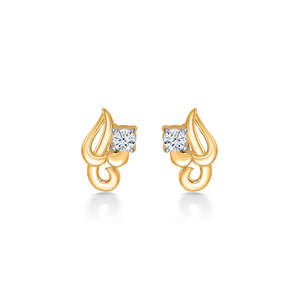Pendientes de Diamantes para Niñas - Pequeños Diamantes Verdes en Oro Amarillo - Product Image 2