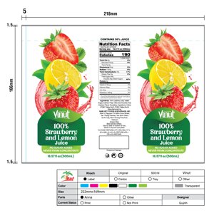 16.57 floz 100% jus de fraise et de citron sans sucre ajouté - Product Image 2