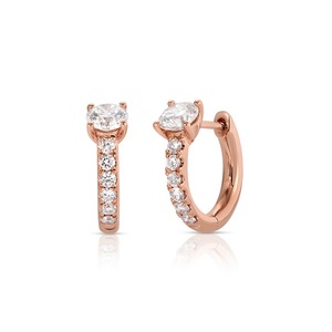 Pendientes de aro colgantes de oro blanco y rosa de 10 quilates de moda con diamantes cultivados en laboratorio para bodas y aniversarios - Product Image 2