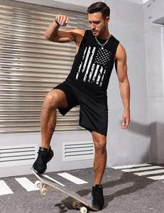 เสื้อกล้ามถักระบายอากาศลำลองสำหรับผู้ชายเสื้อโชว์กล้ามแขนกุดลายกราฟิกต้นมะพร้าวออกแบบให้รักชาติ - Product Image 5