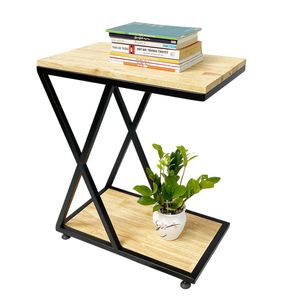 Minimalist SST003 Tea <b>Table</b> Living Room Furniture with Iron Metal Frame and Rubber Wood <b>Side</b> Corner <b>Table</b> <b>Set</b> - Product Image 1