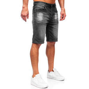 Vente chaude Personnalisé Streetwear Jorts Baggy Style Distressed Vintage Lavage À L'acide Strass Hommes Denim Shorts - Product Image 3