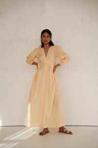 <b>Casual</b> Autumn Winter Solid Color A-Line V Neck Loose <b>Maxi</b> Cotton Linen Long Sleeve <b>Dress</b> Woman Elegant Chic A-line <b>Maxi</b> <b>Dress</b> - Product Image 4