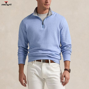 100% coton polaire pas cher prix personnalisé uni hommes sweats Pakistan fait demi fermeture éclair sweats à capuche sweat pour hommes - Product Image 2