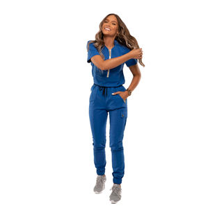 Tenues de travail pour femmes en jersey de spandex/polyester de haute qualité fabriquées en usine, couleur et logo personnalisables, vente en gros d'uniformes d'hôpital - Product Image 3