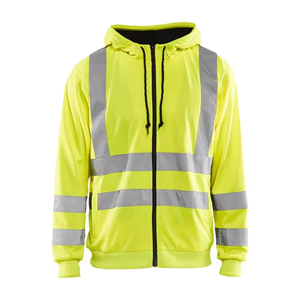 Sweat à capuche unisexe thermique respirant réfléchissant jaune fermeture éclair haute visibilité polaire de sécurité industrielle - Product Image 1
